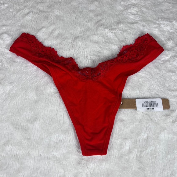 Skims Fits Everybody Lace Dipped Thong Cayenne Red PN-THG-9371 Womens Size M NEW - Picture 3 of 11